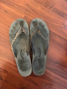 Rainbow Sandals Braided Strap Dusty Blue - Size 9.5